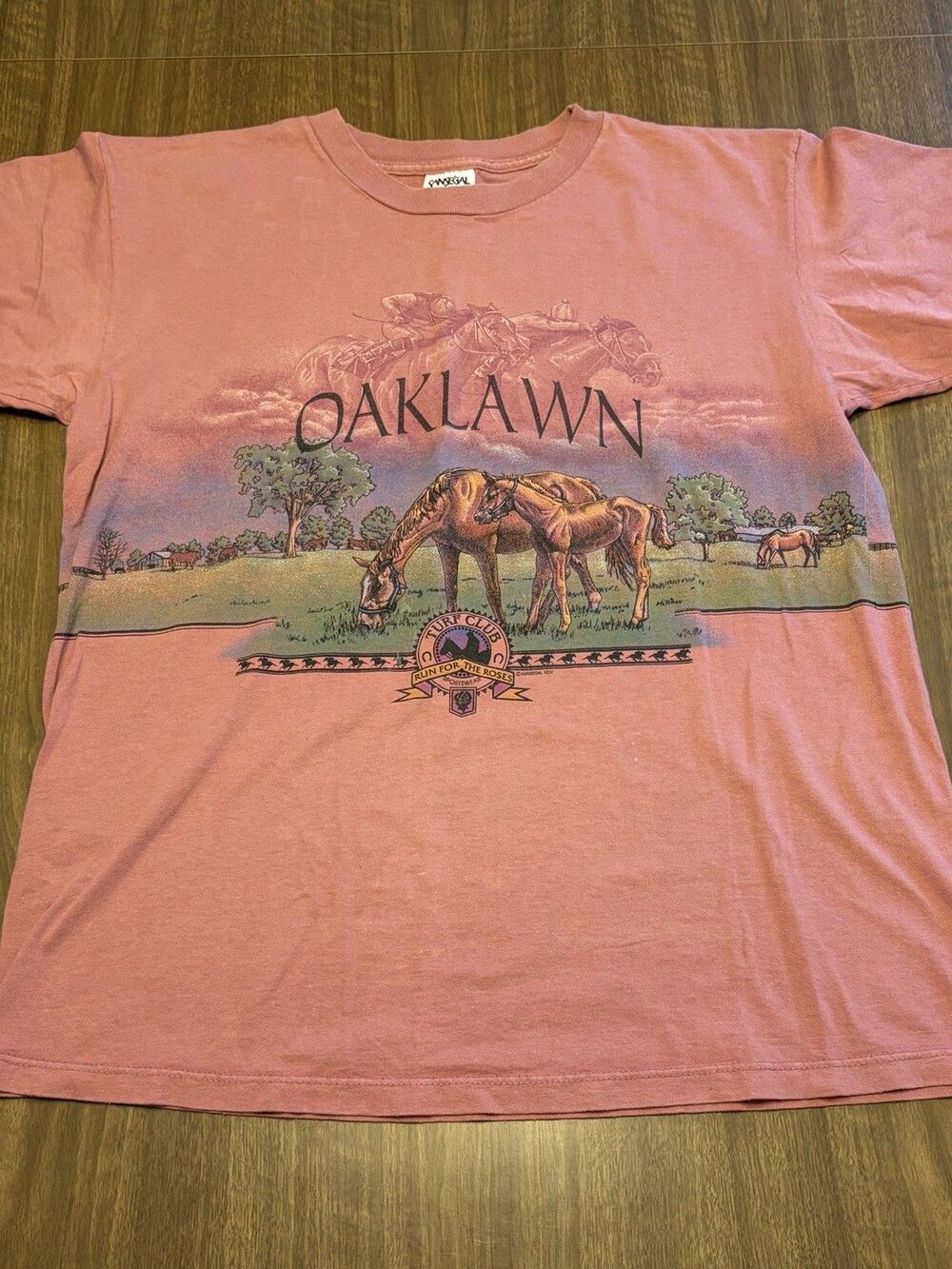 Vtg Oaklawn Turf Club Single Stitch T-shirt 1994 Sz L Sensegal All Over Print